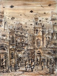 Ghazanfar Iqbal, 17 x 22 inch, Mixed Media On Canvas, Cityscape Painting, AC-GIQ-002 Ghazanfar Iqbal, 17 x 22 inch, Mixed Media On Canvas, Cityscape Painting, AC-GIQ-002